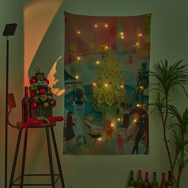 Christmas Art Chiffon Curtain Poster – Holiday Party Wall Décor (3 Sizes)