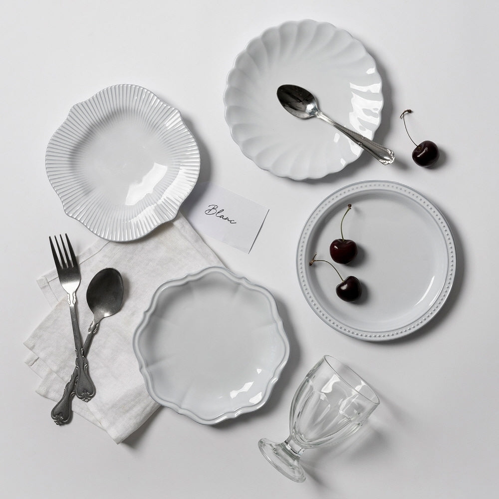 French Pleated Edge Dessert Plate Set