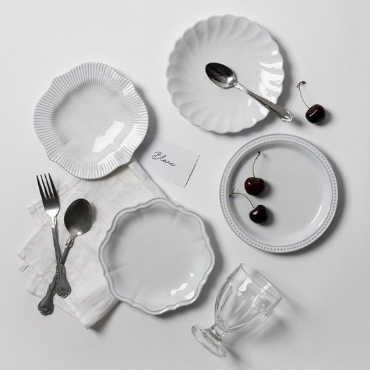 French Pleated Edge Dessert Plate Set