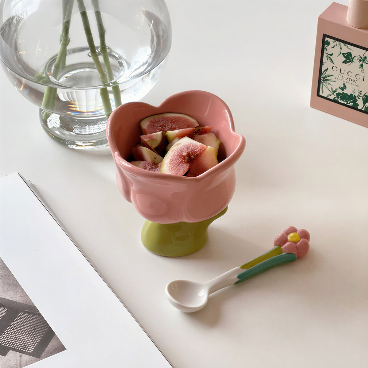 Tulip Dessert Bowl & Flower Spoon Set