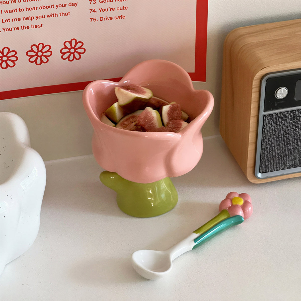 Tulip Dessert Bowl & Flower Spoon Set