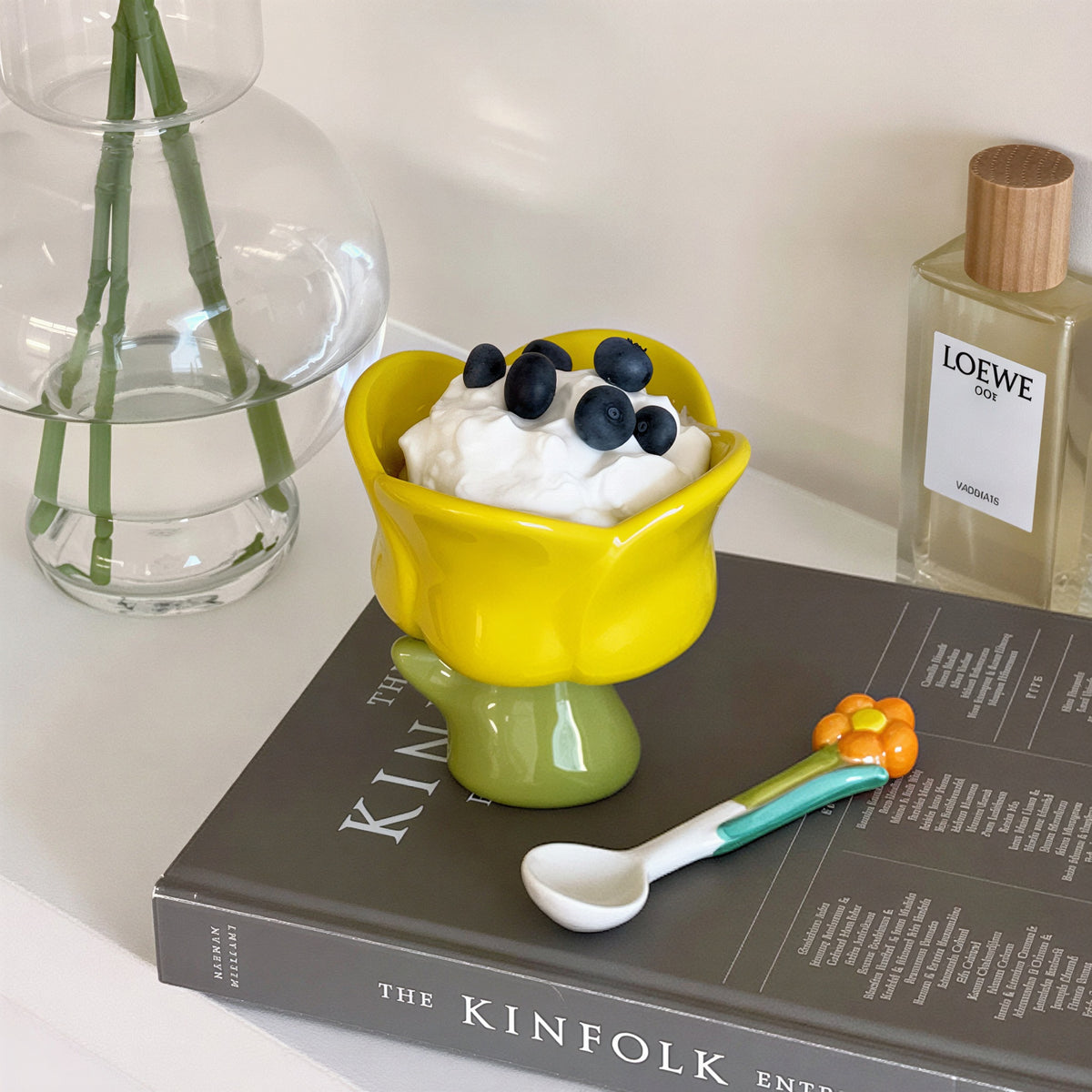 Tulip Dessert Bowl & Flower Spoon Set