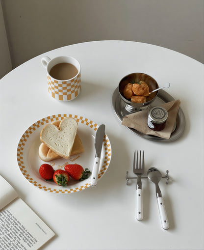 Retro Check Café Plate Set - 2pc
