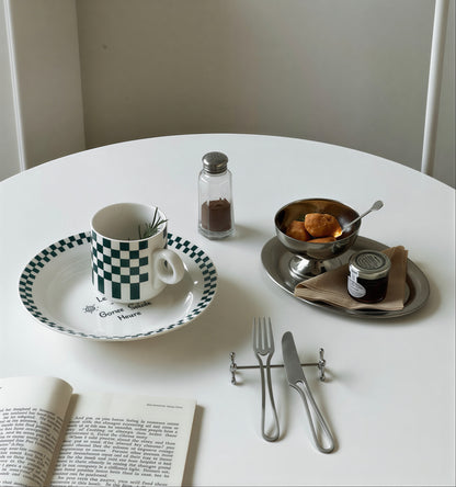 Retro Check Café Plate Set - 2pc