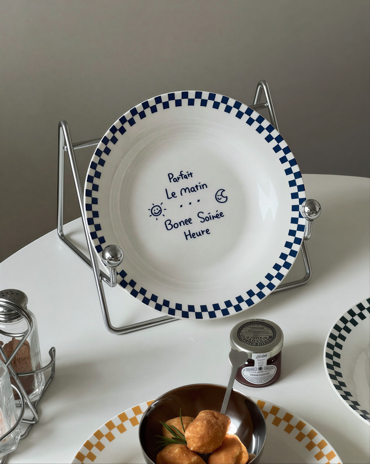 Retro Check Café Plate Set - 2pc