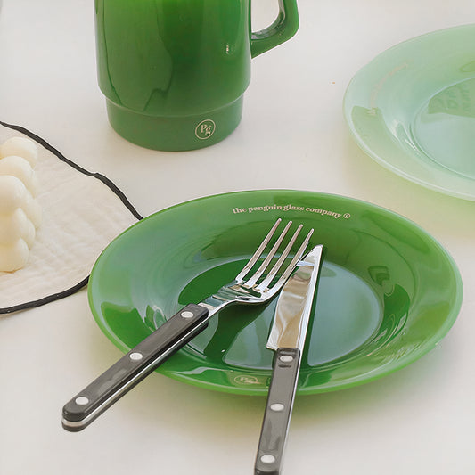 Penguin Milk Glass Dessert Plate (7")