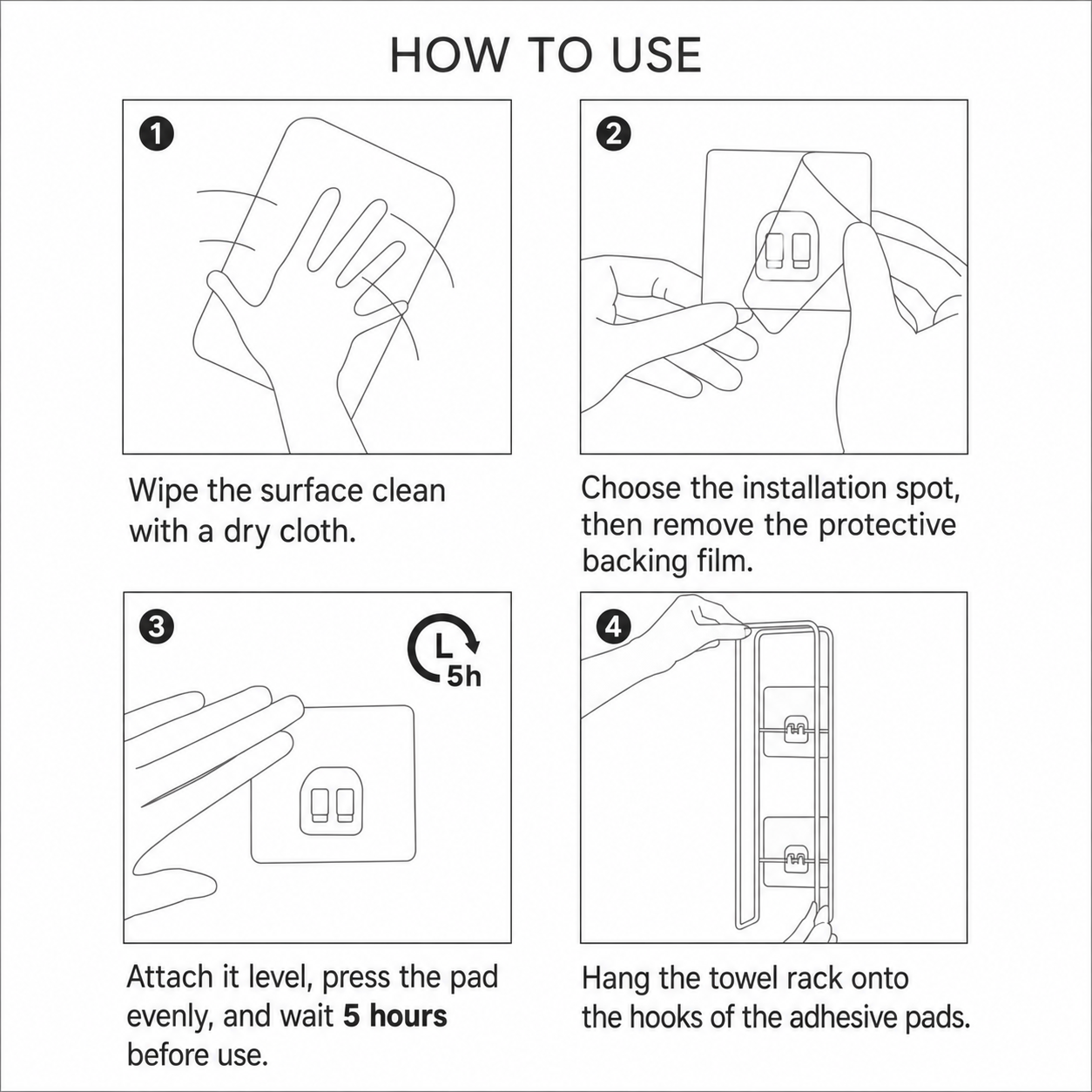 Smart Adhesive Stainless Steel Towel Rack