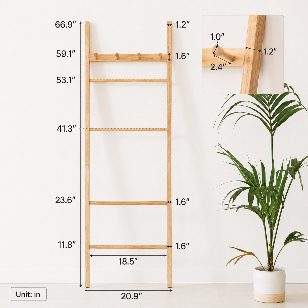 Solid Wood Ladder Clothes Rack Stand