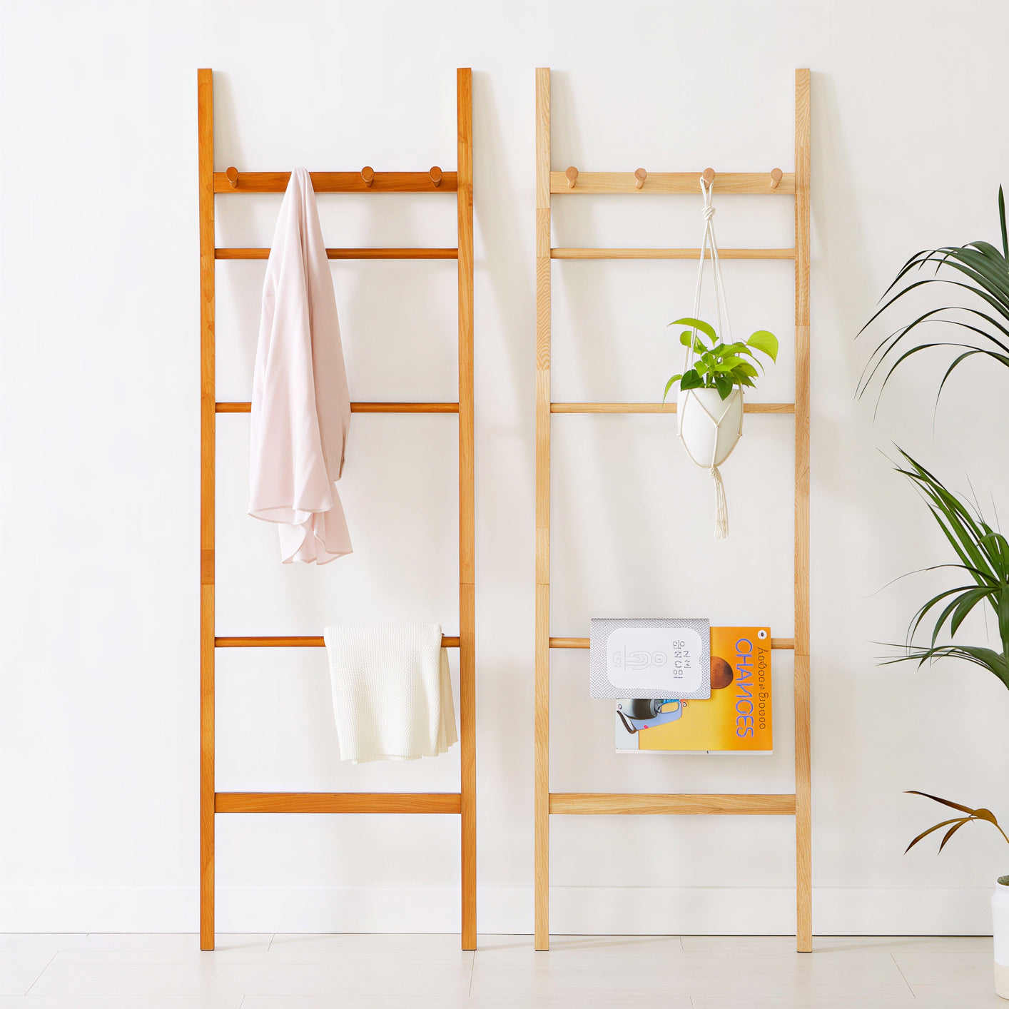 Solid Wood Ladder Clothes Rack Stand