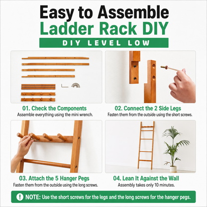 Solid Wood Ladder Clothes Rack Stand
