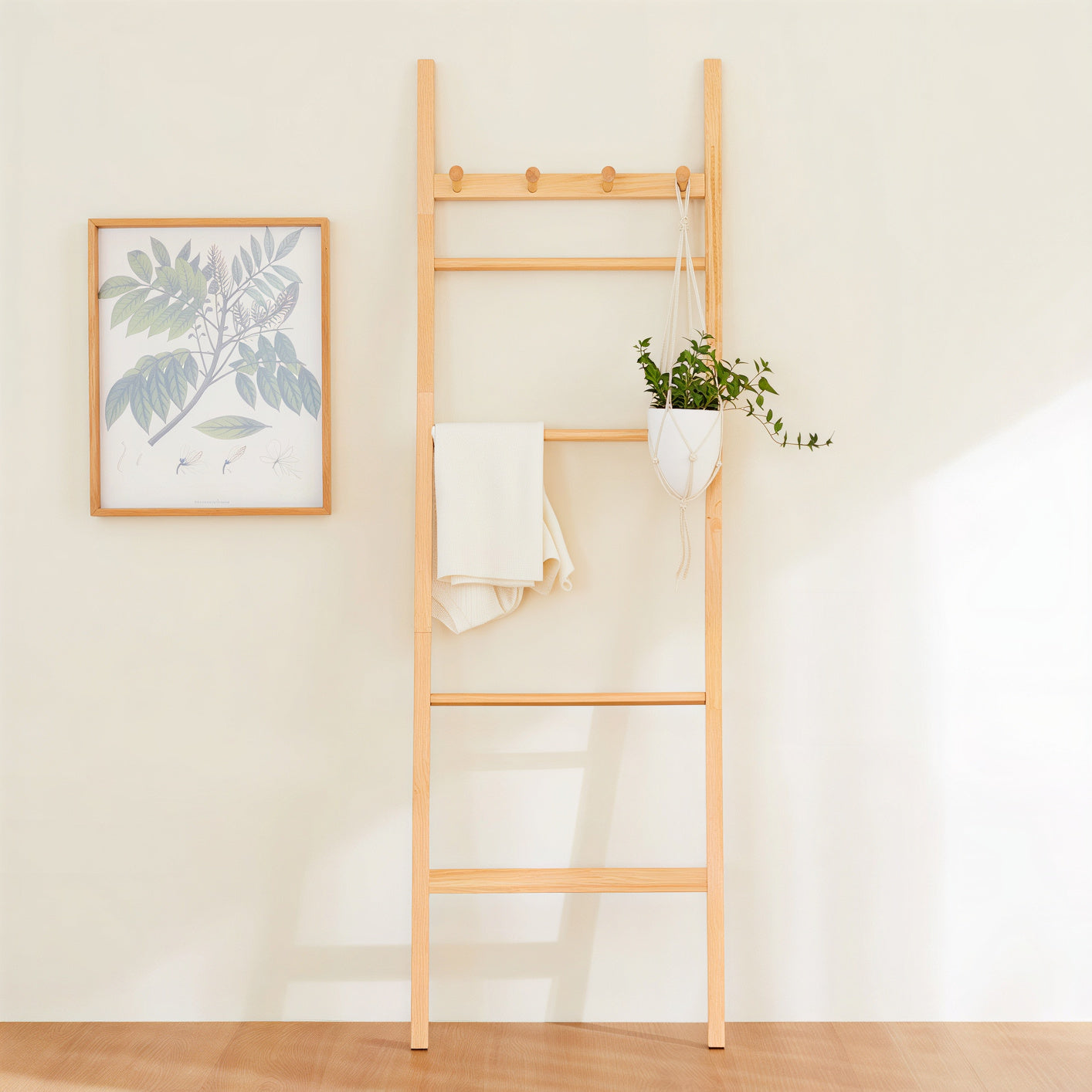 Solid Wood Ladder Clothes Rack Stand