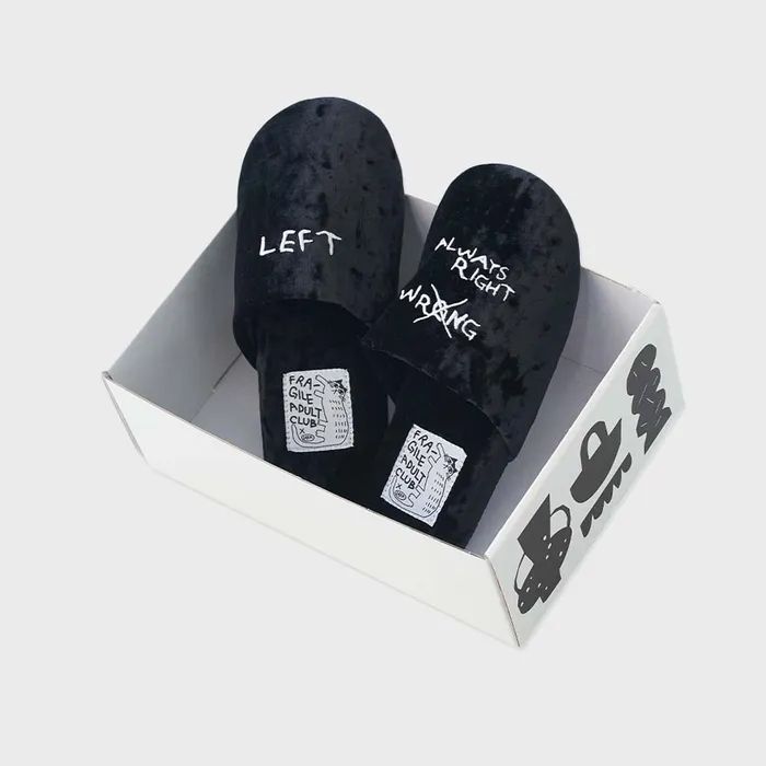 Fragile Adult Club – Always Right Home Slippers - close up