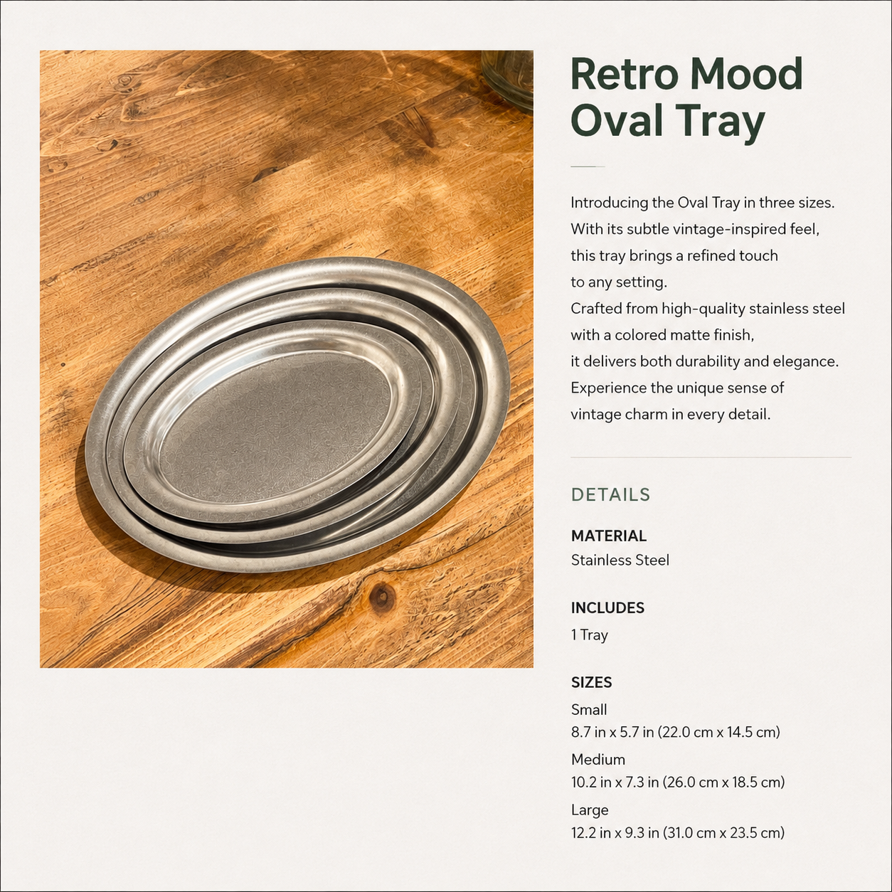 Stainless Steel Oval Tray