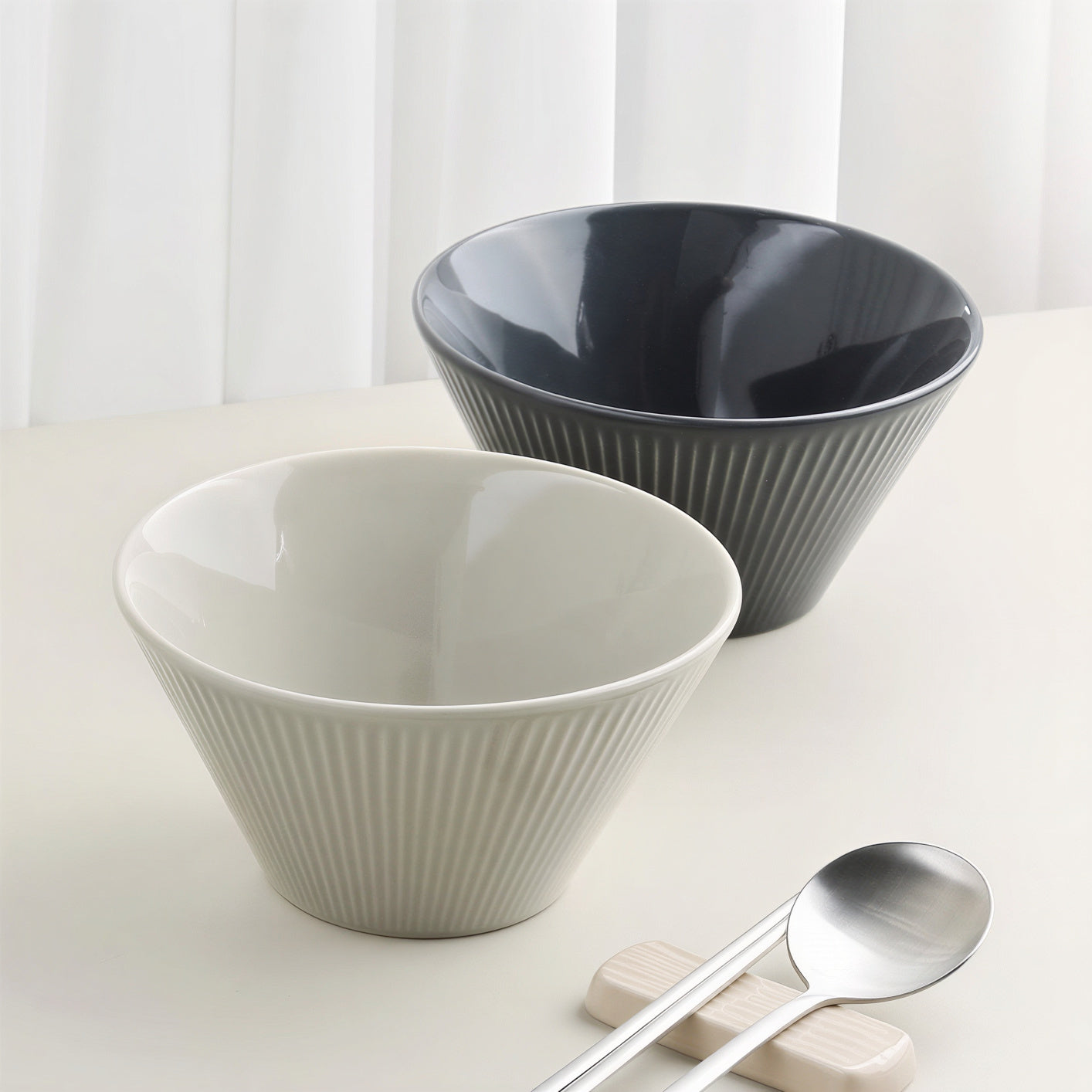 Lining Rice Bowl & Soup Bowl Set for 4 (8-Piece)
