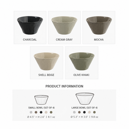 Lining Rice Bowl & Soup Bowl Set for 4 (8-Piece)