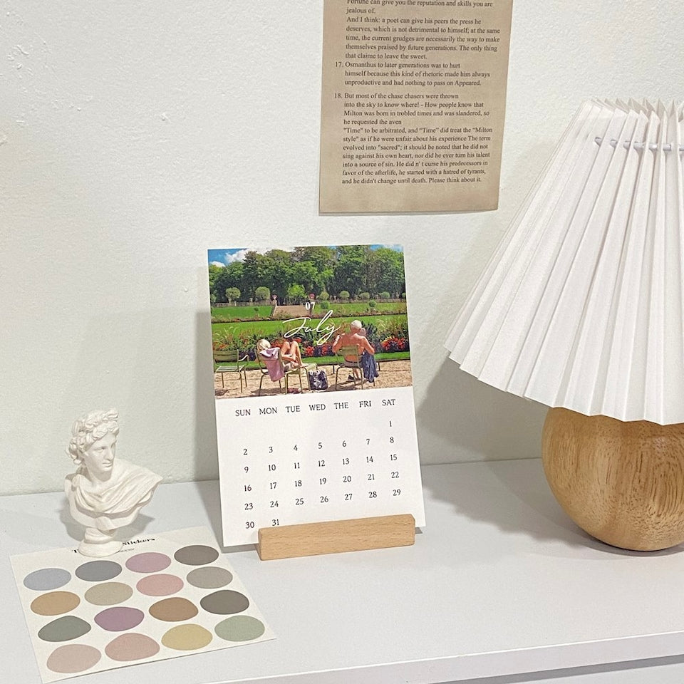 2027 Mini Desk Calendar with Wood Stand