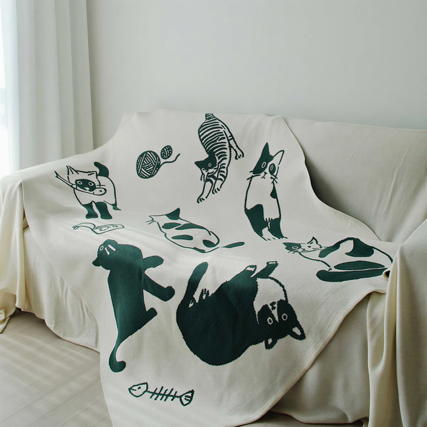 Reversible Cat Knit Blanket