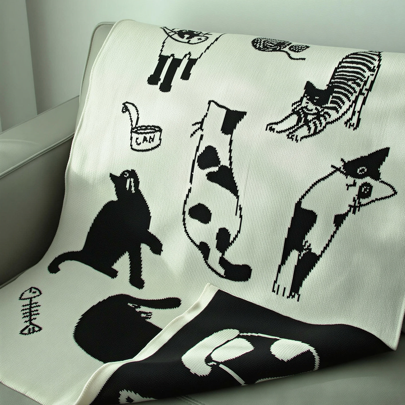 Reversible Cat Knit Blanket