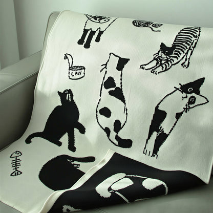 Reversible Cat Knit Blanket
