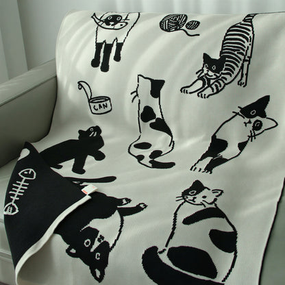 Reversible Cat Knit Blanket