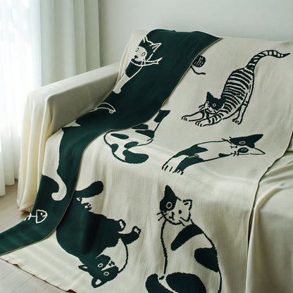 Reversible Cat Knit Blanket