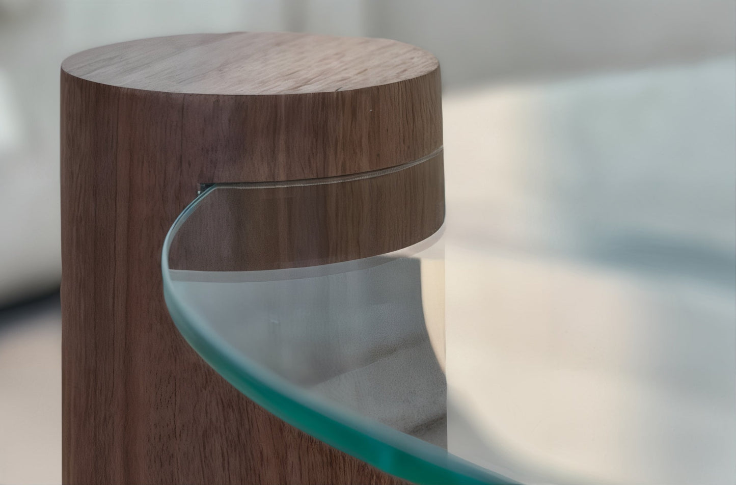 Glass Coffee Table with Wooden Legs