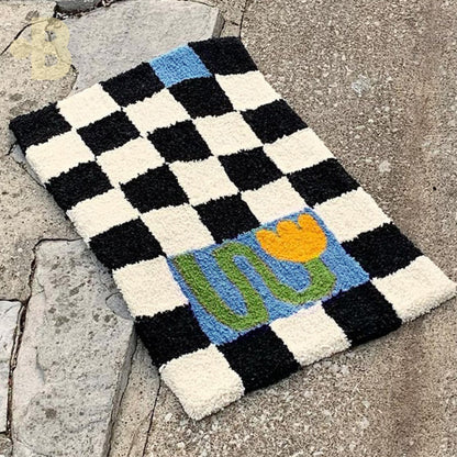 Checker Bloom Accent Rug - lifestyle