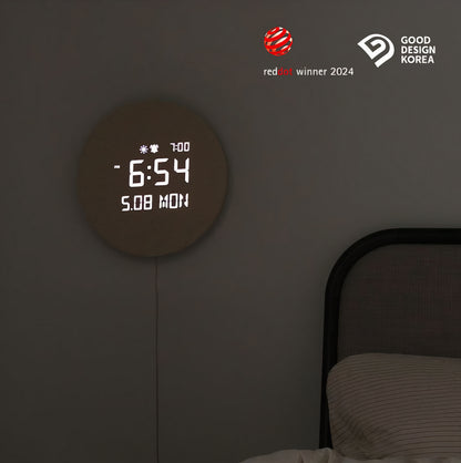 Full Moon LED Clock (with Wooden Stand)