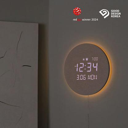 Full Moon LED Clock (with Wooden Stand)