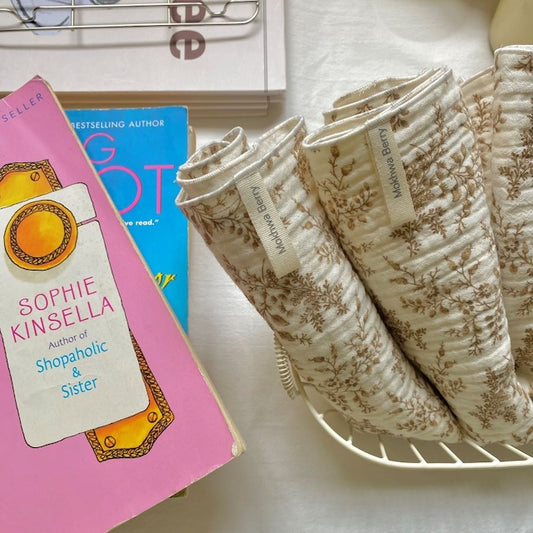 100% Cotton Gauze Kitchen Towel, Beige Floral