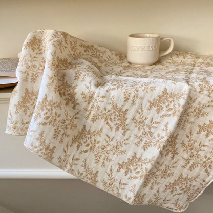 100% Cotton Gauze Kitchen Towel, Beige Floral