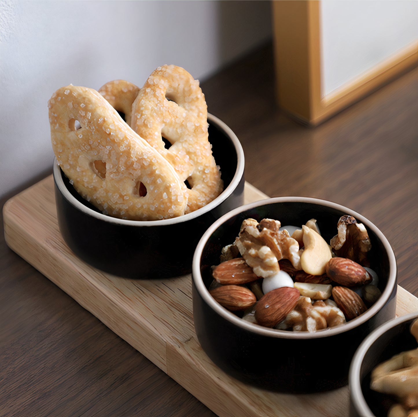 Ceramic Sauce Bowl with Wooden Tray Set