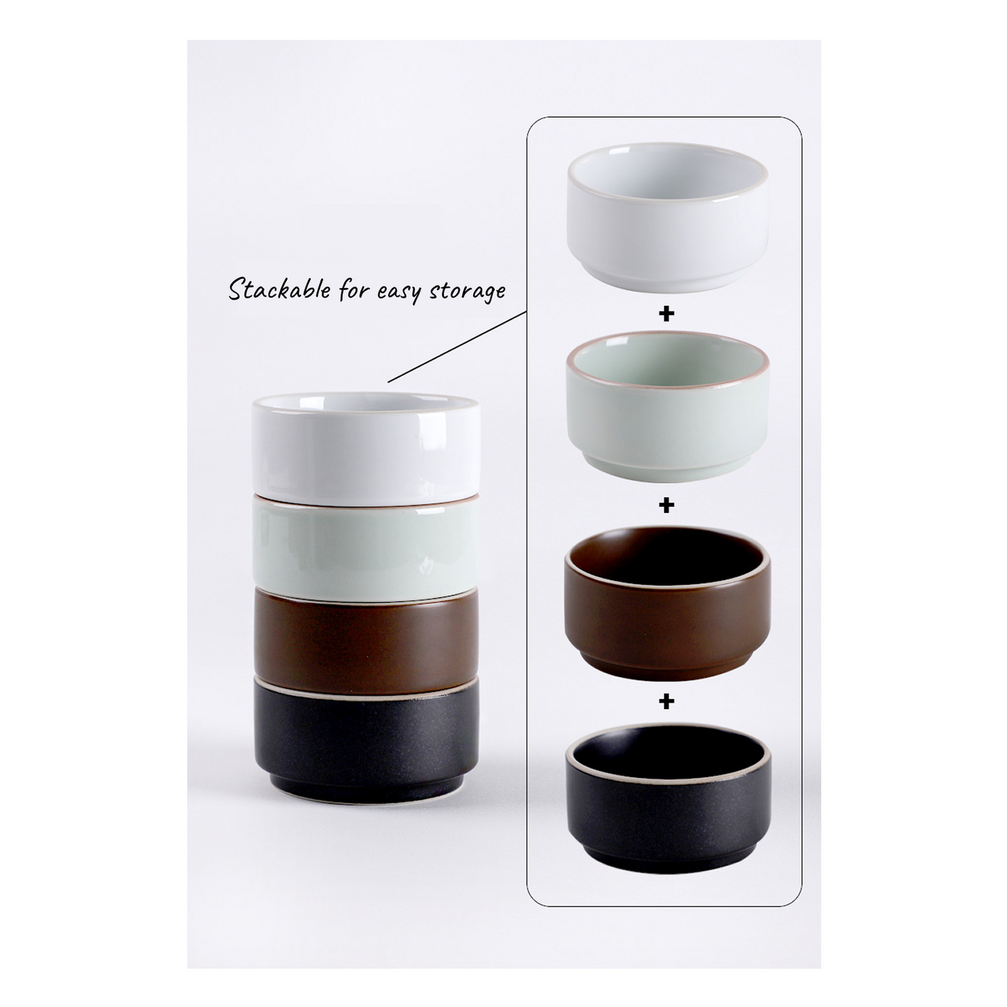 Ceramic Sauce Bowl with Wooden Tray Set