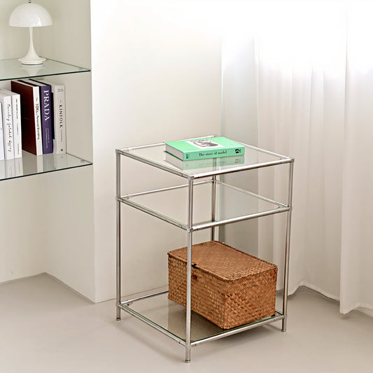 3-Tier Clear Glass Modular Side Table