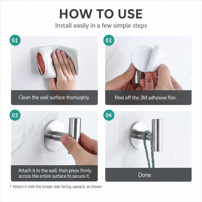 304 Stainless Steel Adhesive T-Shaped Wall Hook