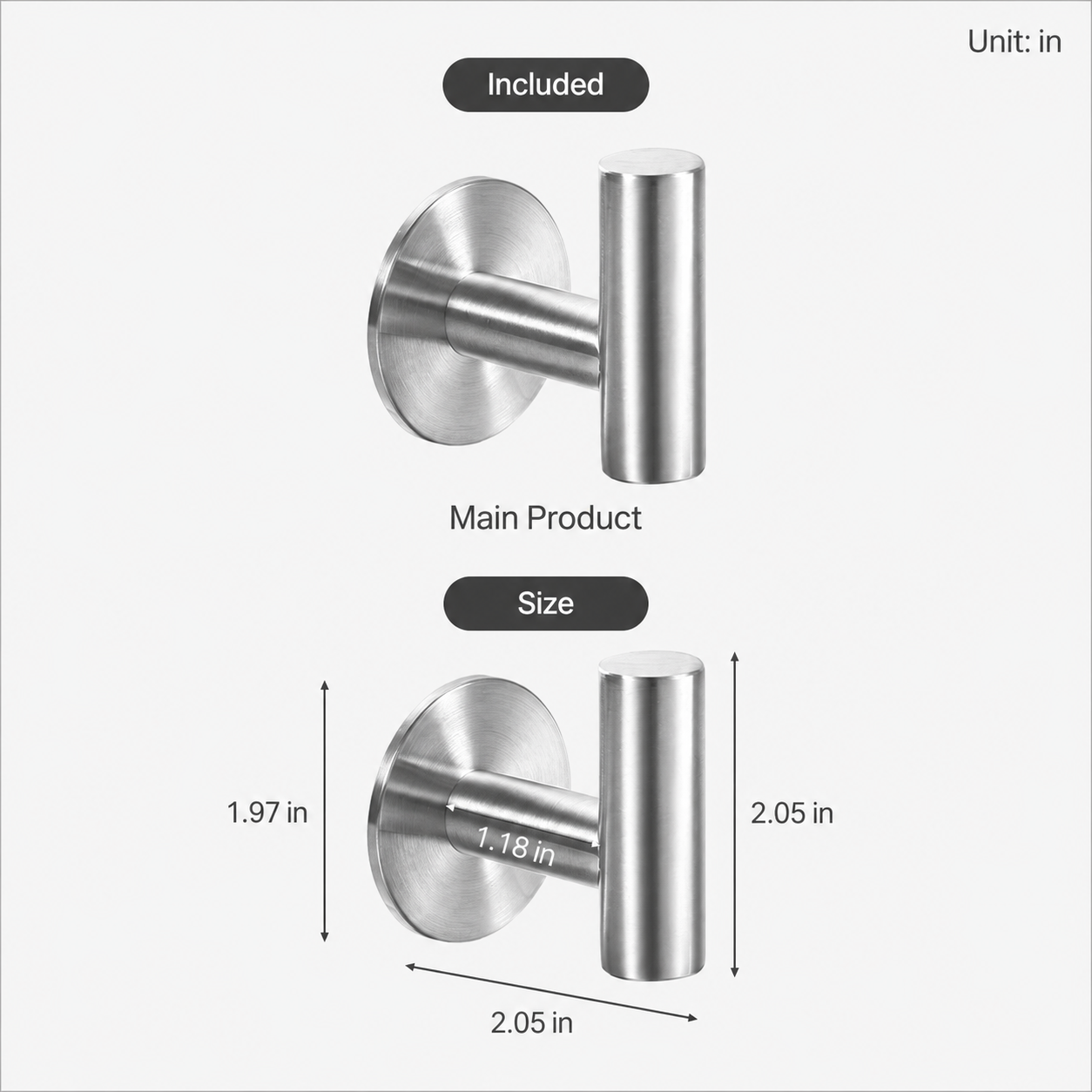304 Stainless Steel Adhesive T-Shaped Wall Hook