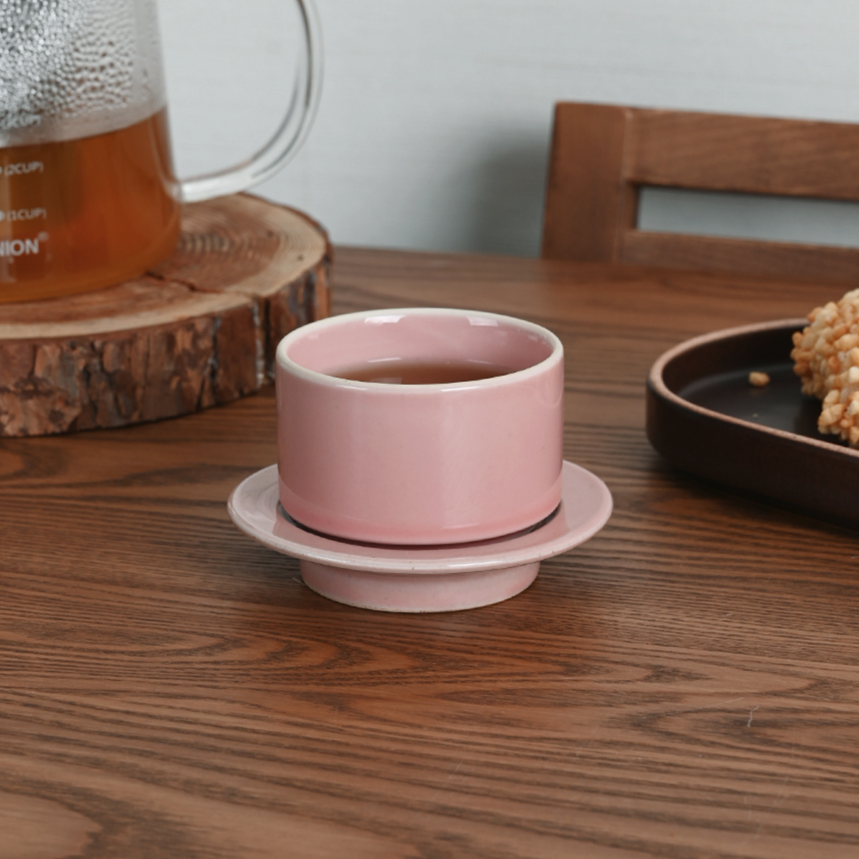 Olheum Stoneware Tea Cup & Saucer Set - close up