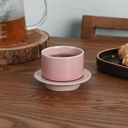 Olheum Stoneware Tea Cup & Saucer Set - close up