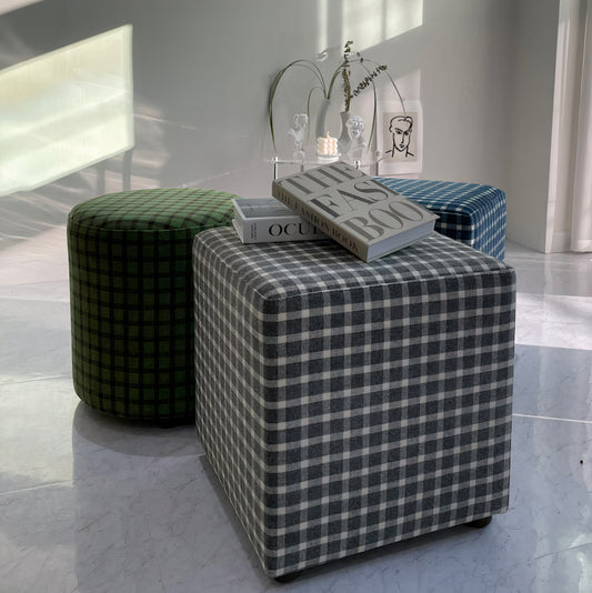 Check Pattern Fabric Stool
