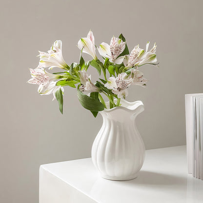 Short Pleated White Vase