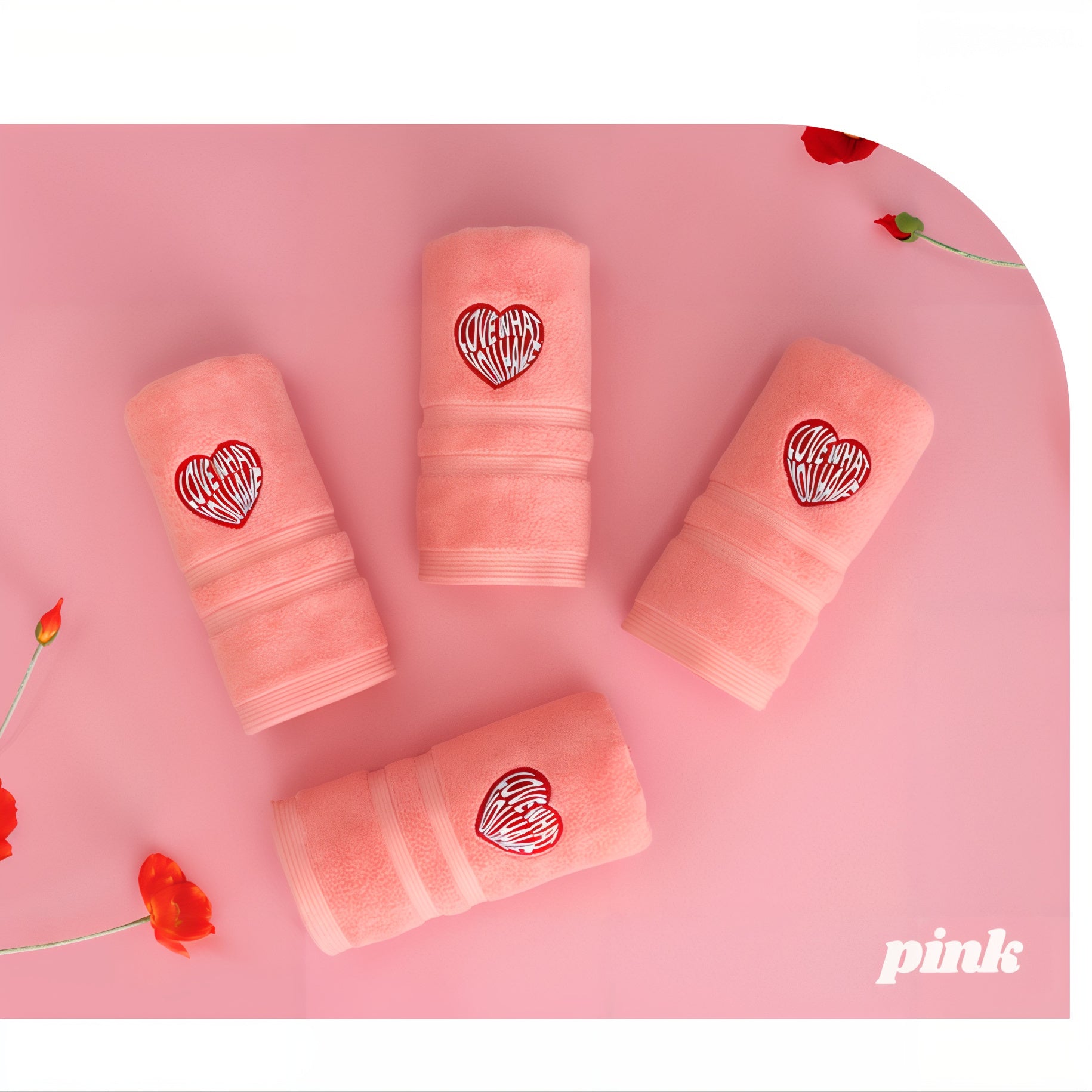 Heart Embroidery Kitsch Towel Set (10-Pack) - lifestyle