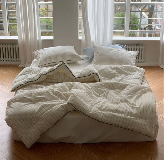 Striped Cotton Comforter for Spring/Summer