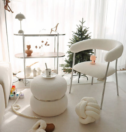 Ivory Bouclé Bubble Stool