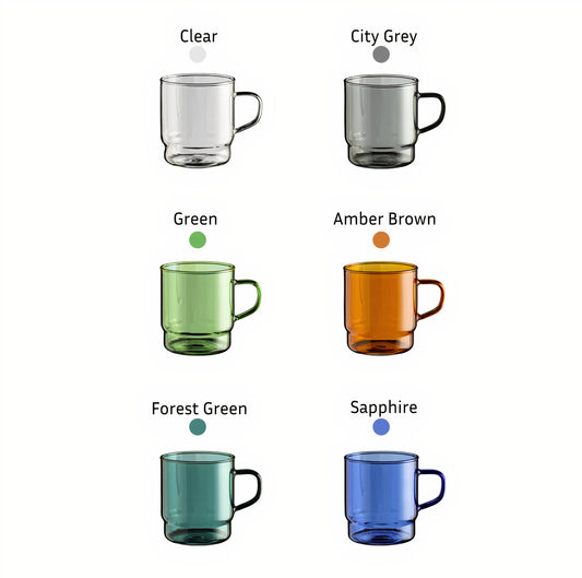 Stackable Colored Glass Mug Set of 2