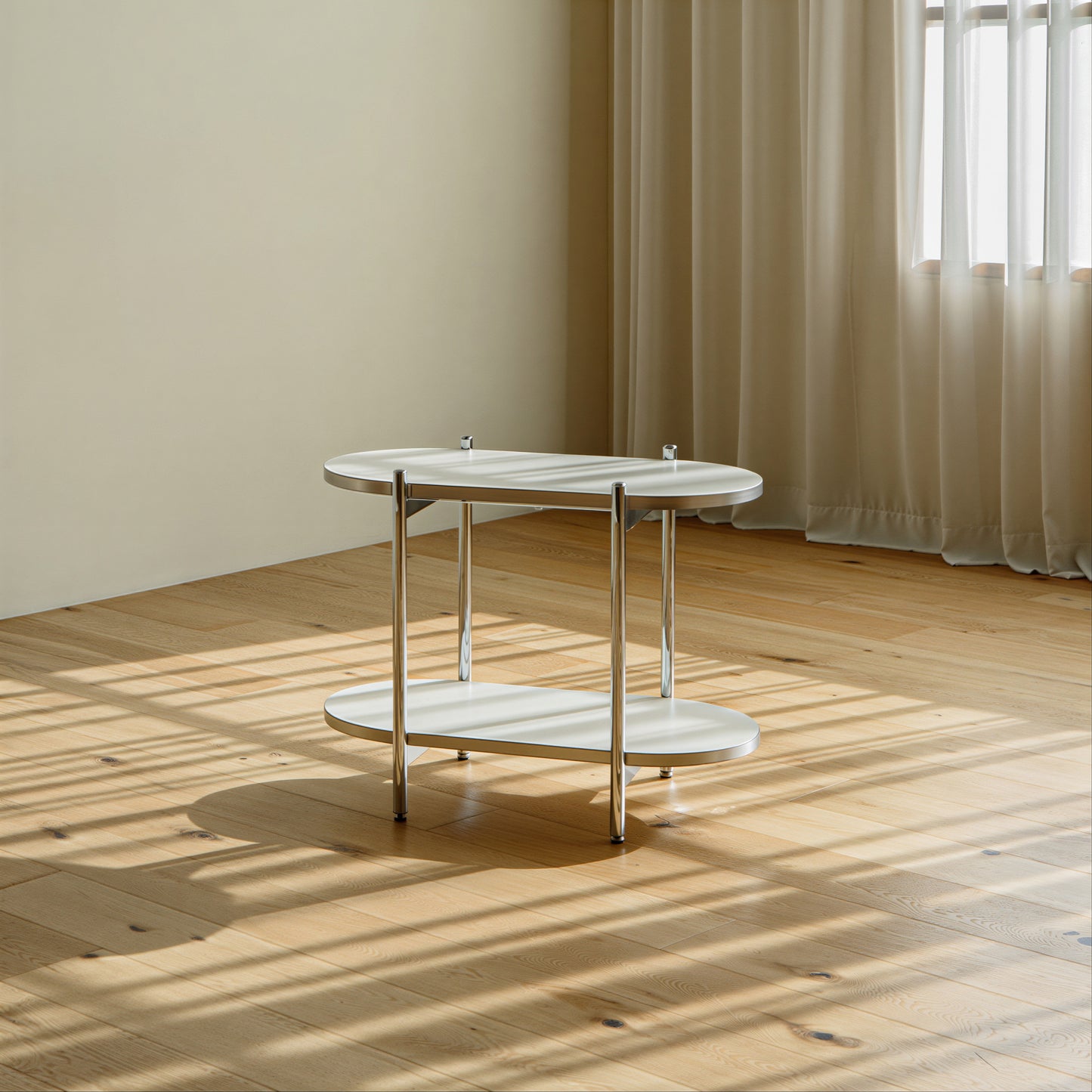 Mid-Century Round Two-Tier Side Table - lifestyle