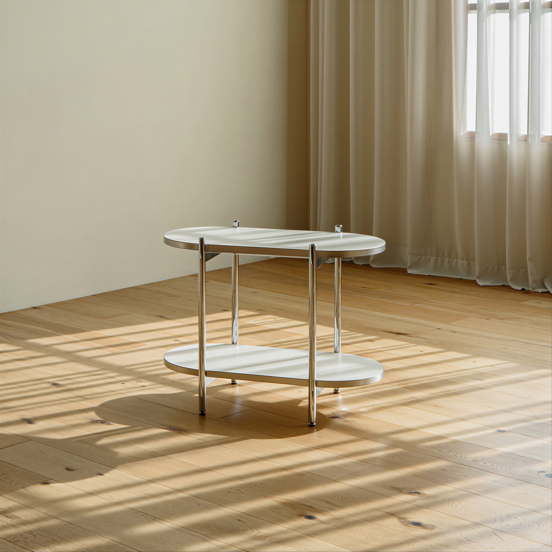 Mid-Century Round Two-Tier Side Table - lifestyle