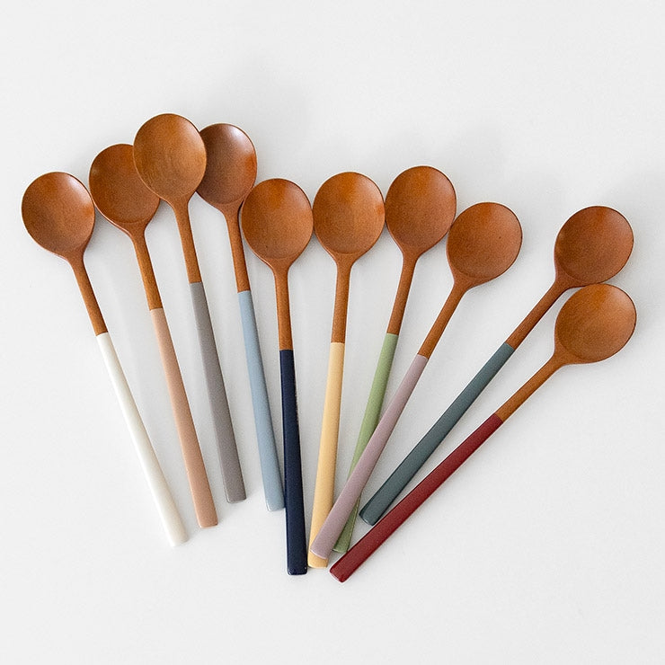 Two-Tone Wood Spoon & Chopsticks Set for 4