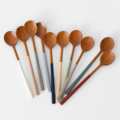 Two-Tone Wood Spoon & Chopsticks Set for 4