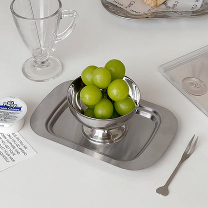 Mini Stainless Steel Dessert Bowl + Heart Fork Set