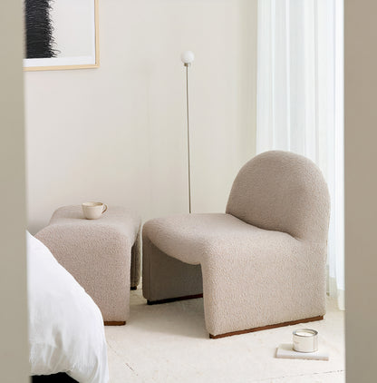 Curved Bouclé Lounge Chair
